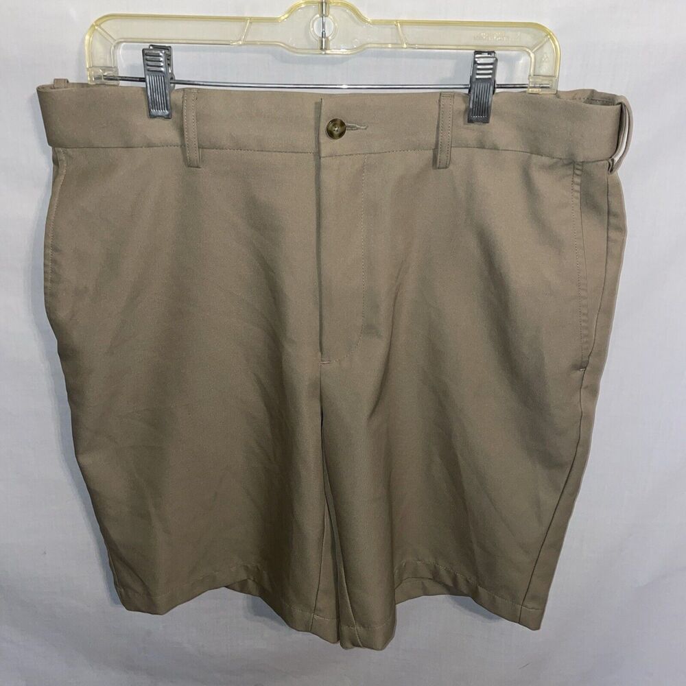 Grand Slam Chino Golf Shorts Men’s Size 35 Khaki Zip Fly Pockets Inseam 10 R 12